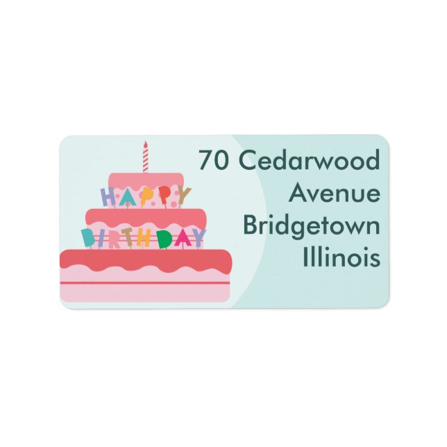 Happy Birthday Personalisiert Address Label Adressaufkleber (Vorne)