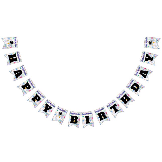 Happy Birthday Personalisiert Bunting Flags Wimpelkette (Alle)