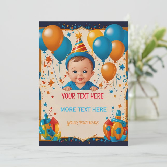 Happy Birthday Personalisiert Card for Children Einladung (Stehend Vorderseite)