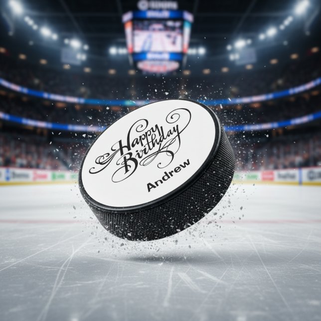 Happy Birthday Personalisiert Eishockey Puck (Happy Birthday Personalized Hockey Puck)