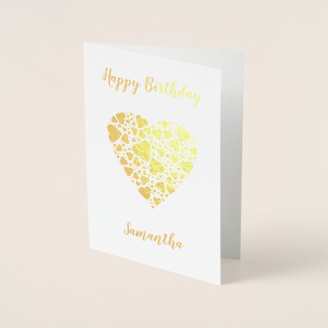 Happy Birthday Personalisiert Gold Folienkarte (Vorderseite)