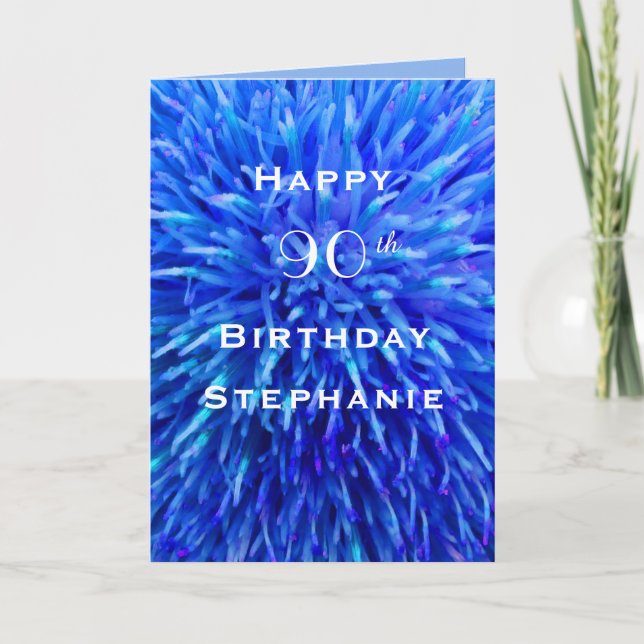 Happy Birthday, Personalisiert, Multi Blue Abstrak Karte (Vorderseite)