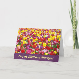 Happy Birthday Personalisiert Name card Tulip Blum Karte