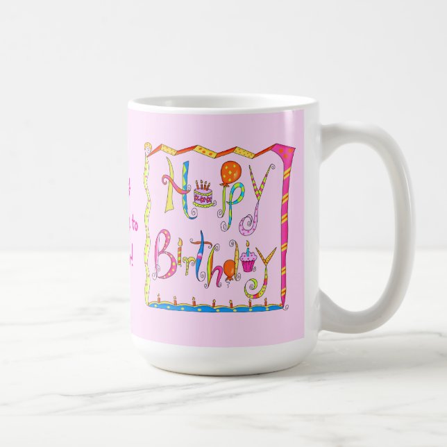 Happy Birthday Personalisiert Pink Tasse (Rechts)