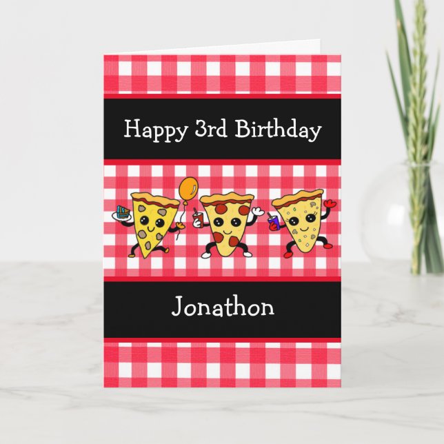 Happy Birthday Personalisiert Pizza Party Karte (Vorderseite)