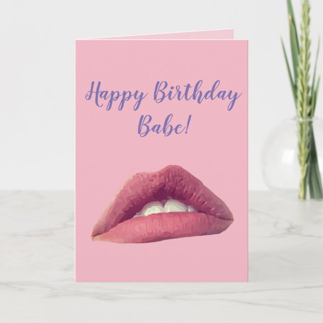 Happy Birthday Personalisiert rosa Lips Card Karte (Vorderseite)