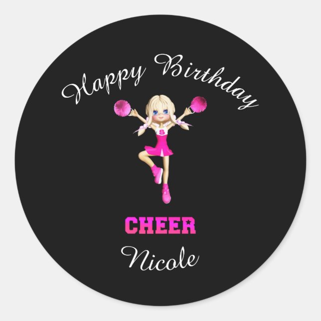 "Happy Birthday" Personalisiert Runder Aufkleber (Vorderseite)