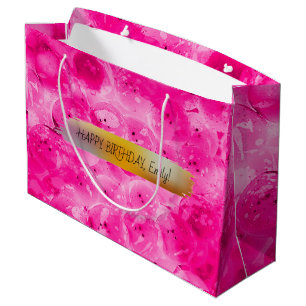 Happy Birthday Personalisiert trendy modern pink Große Geschenktüte