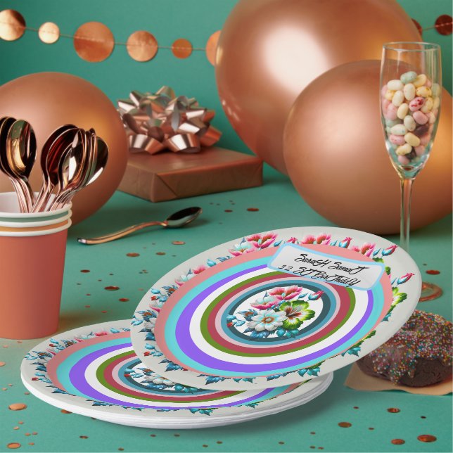 Happy Birthday Personalisierte Blume Plate, Custom Pappteller (Multi)