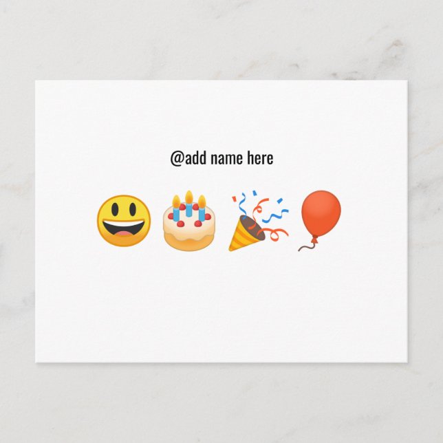 Happy Birthday | Personalisierte Emoji Postkarte (Vorderseite)