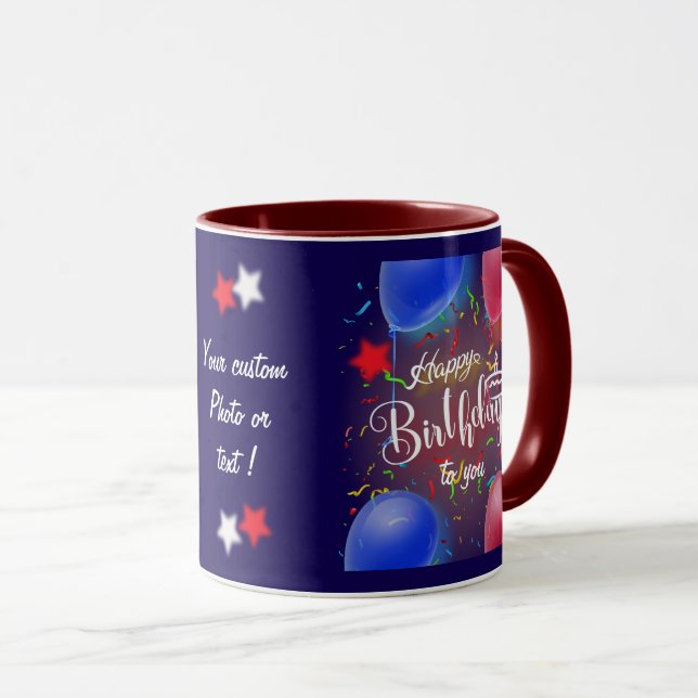 Happy Birthday personalize Dark Gift Tasse (VorderseiteRechts)