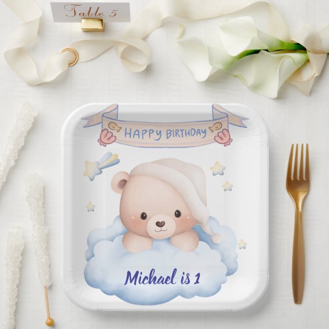 Happy Birthday Personalized Paper Plate Pappteller (Hochzeit)