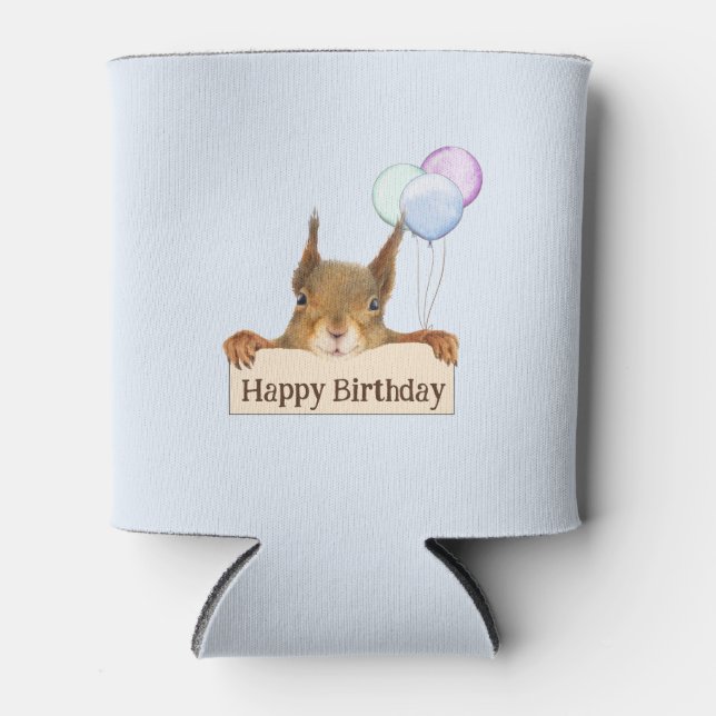 Happy Birthday Personalized Squirrel Balloon  Dosenkühler (Vorderseite)