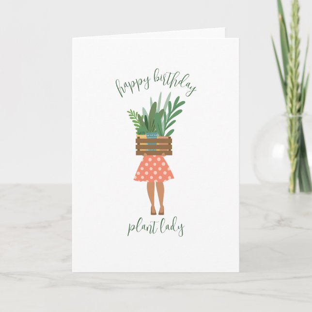 Happy Birthday Pflanze Lady Card Karte (Vorderseite)