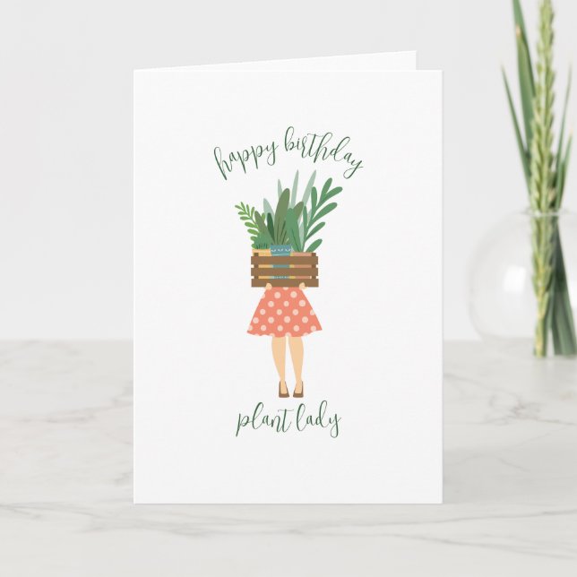 Happy Birthday Pflanze Lady Card Karte (Vorderseite)