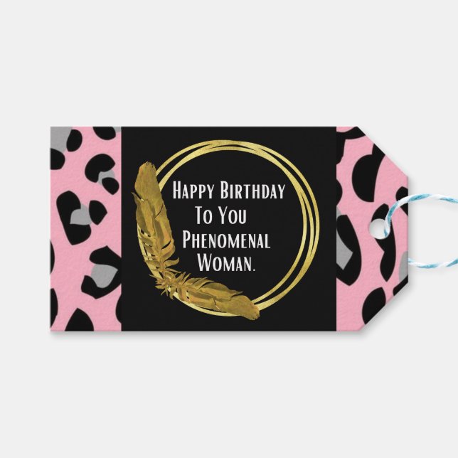 Happy Birthday Phänomenal Frau Geschenkanhänger (Vorderseite (Horizontal))