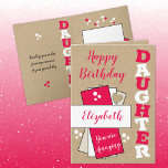 Happy Birthday phantastisch Daughter rot rustikal Karte<br><div class="desc">Herzlichen Glückwunsch zum Geburtstag phantastische Tochter. Fügen Sie ihren Namen und eine Nachricht hinzu. In Rot und Weiß entworfen,  mit einem *Kraft-Hintergrund. *Real Kraft Karte wird nicht verwendet</div>