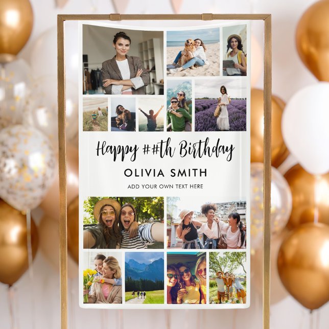 Happy Birthday Photo Collage Party Banner (Von Creator hochgeladen)