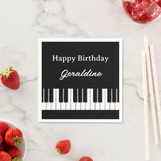 Happy Birthday Piano Player Personalised Serviette