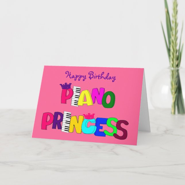 Happy Birthday Piano Princess Karte (Vorderseite)