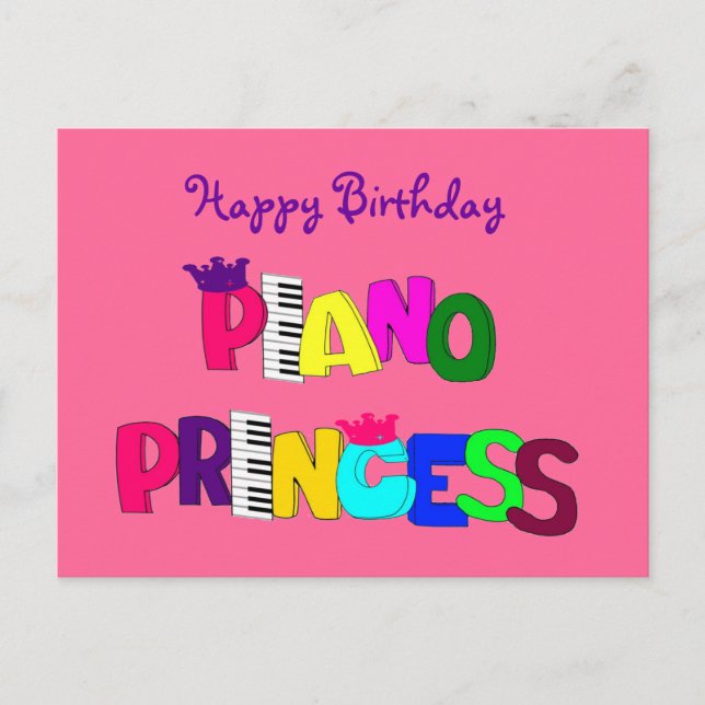 Happy Birthday Piano Princess Postkarte (Vorderseite)
