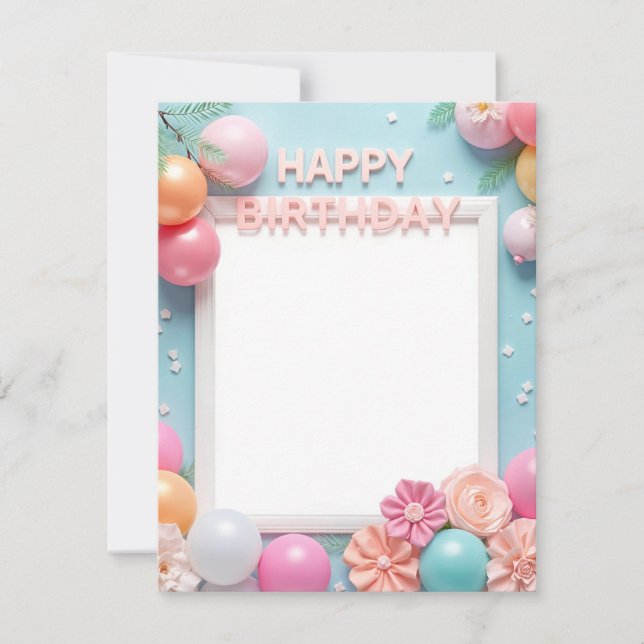 Happy Birthday Picture Frame Card Design (Vorderseite)