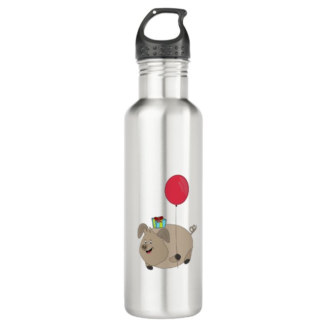 Happy Birthday Pig Edelstahlflasche (Vorderseite)