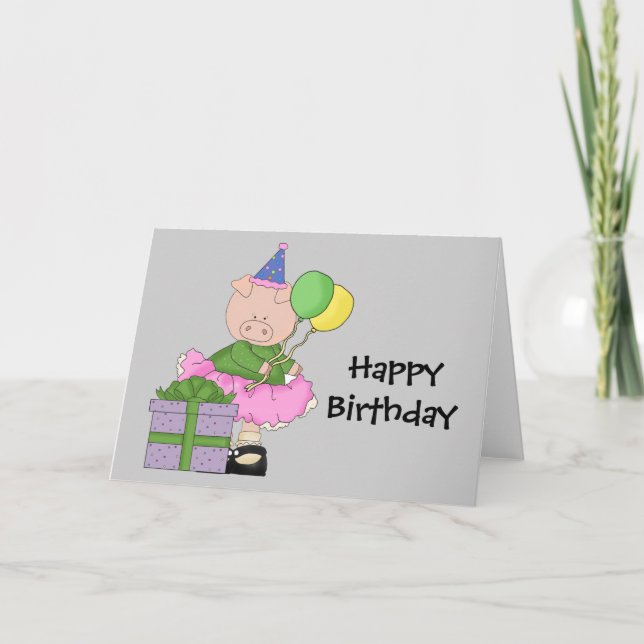 Happy Birthday Pig Karte (Vorderseite)