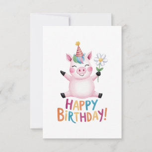 Happy Birthday Piglet mit Daisy Dankeskarte