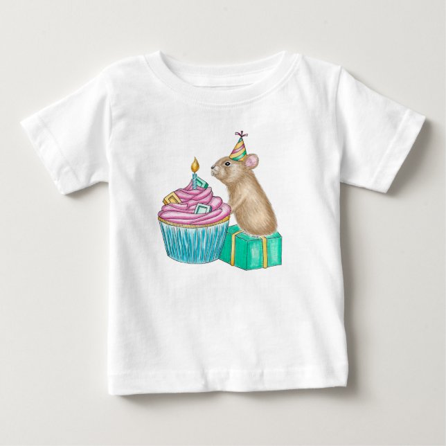 Happy Birthday Pika Cupcake Baby T-shirt (Vorderseite)