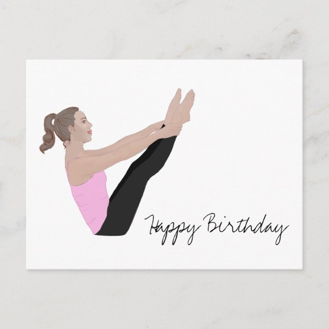 Happy Birthday Pilates Postcard Postkarte (Vorderseite)
