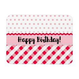 Happy Birthday Pink and White Polka Dot Gift Magnet
