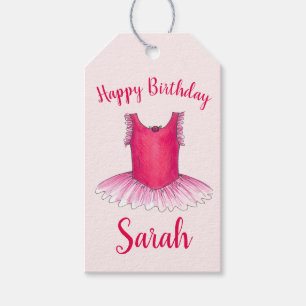Happy Birthday Pink Ballet Dance Ballerina Tutu Geschenkanhänger