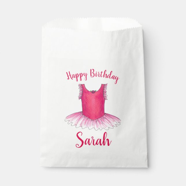 Happy Birthday Pink Ballet Dance Ballerina Tutu Geschenktütchen (Vorderseite)
