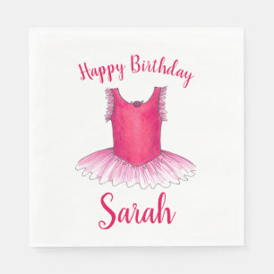 Happy Birthday Pink Ballet Dance Ballerina Tutu Serviette