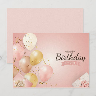 Happy Birthday Pink Baloon Card Einladung