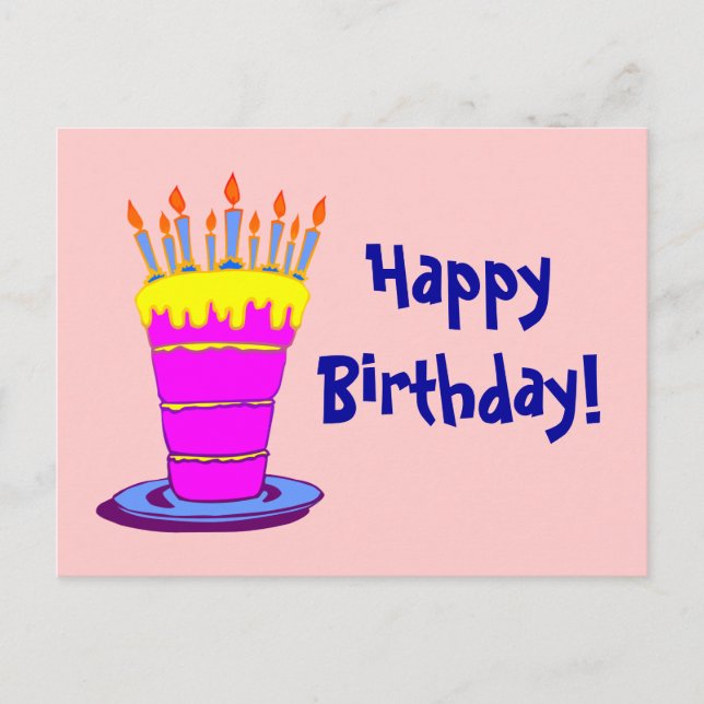 Happy Birthday Pink Birthday Cake Postkarte (Vorderseite)