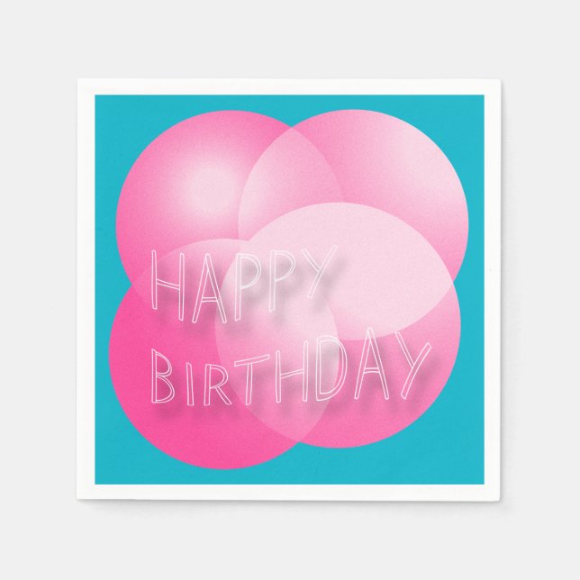 Happy Birthday Pink Blasen wählen Hintergrund Serviette (Vorderseite)
