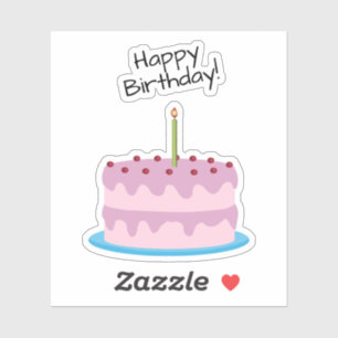 Happy Birthday Pink Cake Contour Sticker