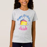 Happy Birthday Pink Cake Slice Candle Gastgeschenk