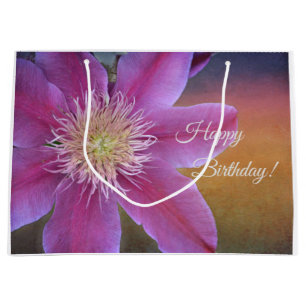 Happy Birthday Pink Clematis Große Geschenktüte