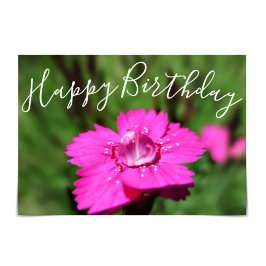 "Happy Birthday" Pink Dianthus Raindrop Card Karte