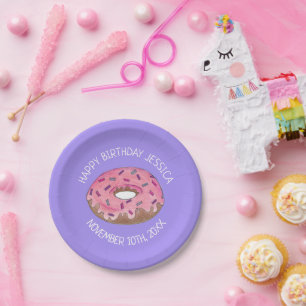 Happy Birthday Pink Donut Doughnut Bday Girl Pappteller