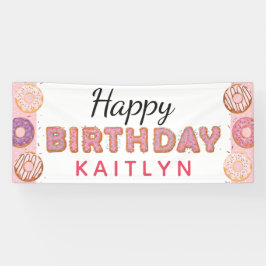 HAPPY BIRTHDAY Pink Donuts Baby Girl Individuelle Banner