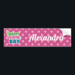 Happy birthday pink dots bumber stickers autoaufkleber<br><div class="desc">Pink polka dots butterfly happy birthday girl bumber stickers</div>