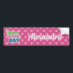 Happy birthday pink dots bumber stickers autoaufkleber<br><div class="desc">Pink polka dots butterfly happy birthday girl bumber stickers</div>