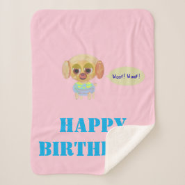 Happy Birthday Pink Fleece Blanket Sherpadecke