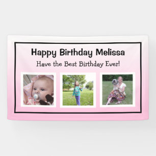 Happy Birthday Pink Foto Banner