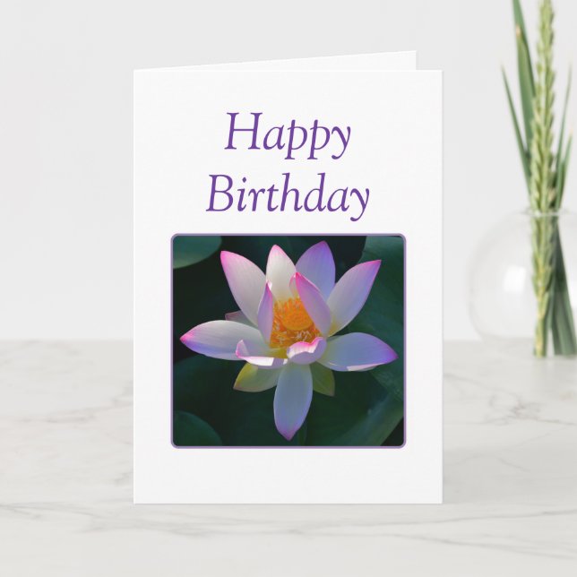 Happy Birthday Pink Lotus Blume Karte (Vorderseite)