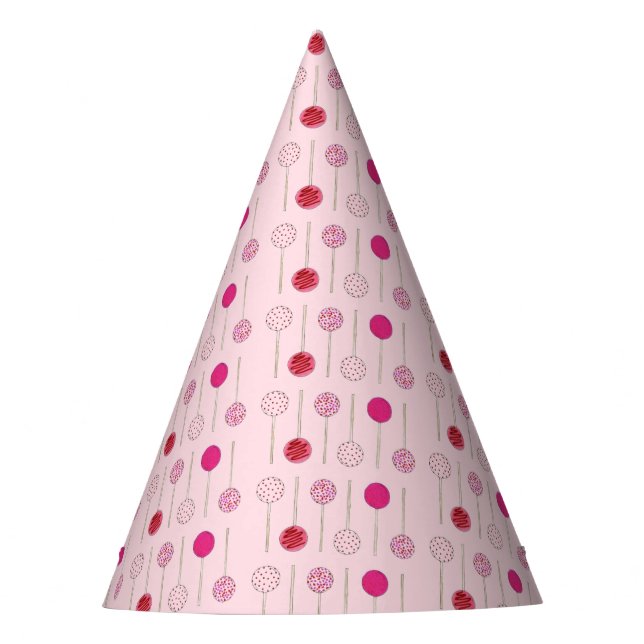 Happy Birthday Pink Mattiert Cake Pops Partyhütchen (Vorderseite)